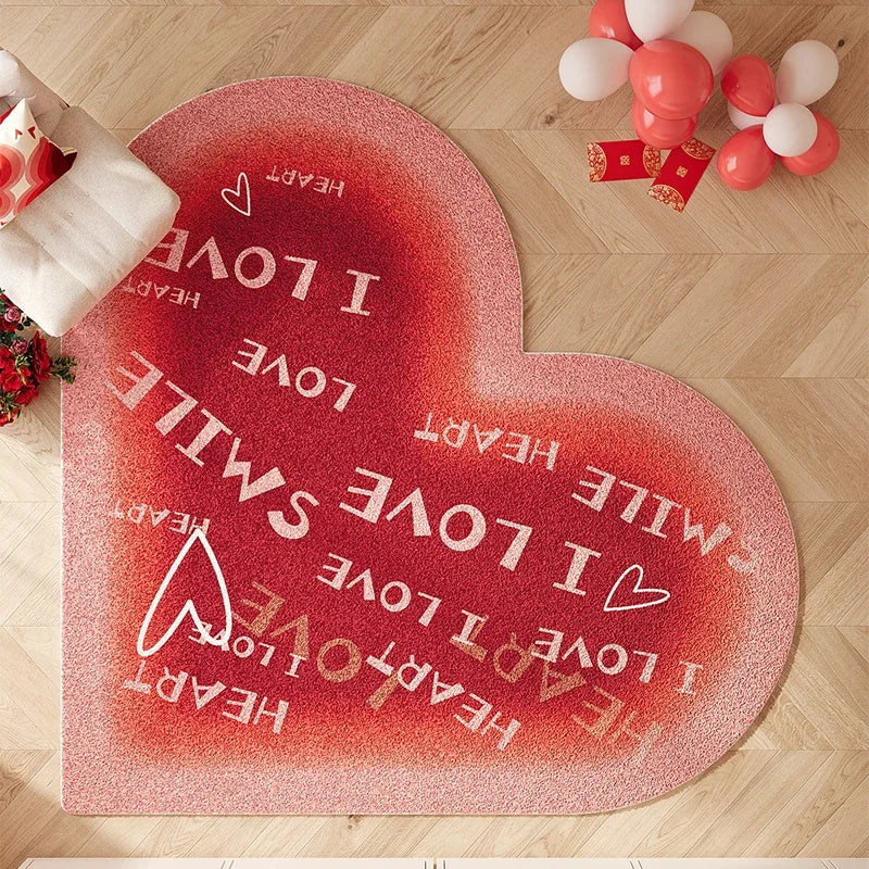 Cute Pink Heart-Shaped Rug