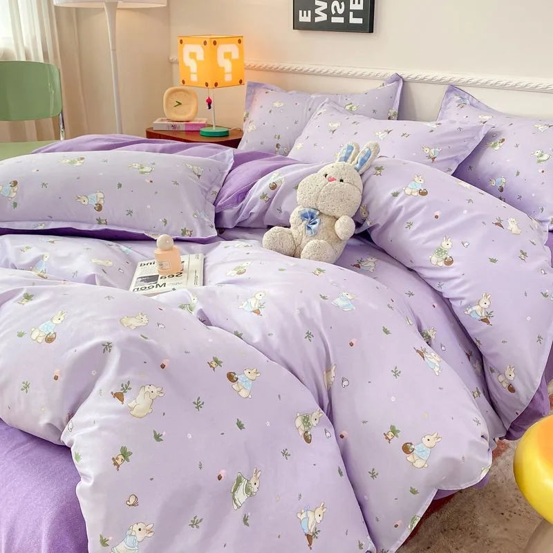 Pastel Purple Bunny Bedding Set