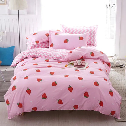 Pink Strawberry Duvet Bedding Set