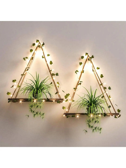 Artificial Ivy Led-Strip Floating Wall Shelf
