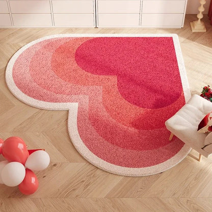 Cute Pink Heart-Shaped Rug