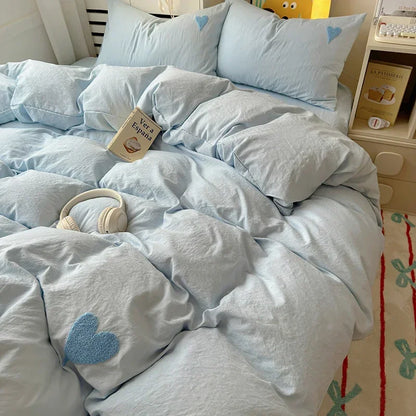 Cotton Bedding Set with Hearts
