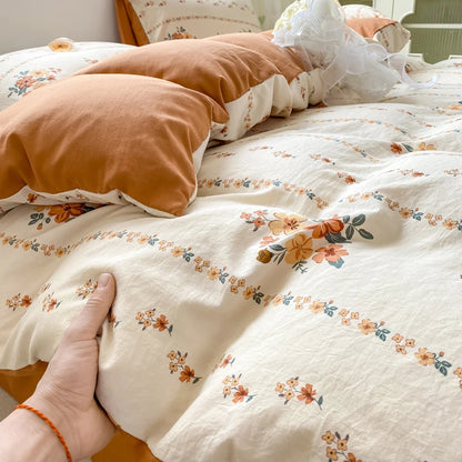 Retro Autumnal Floral Bedding Set