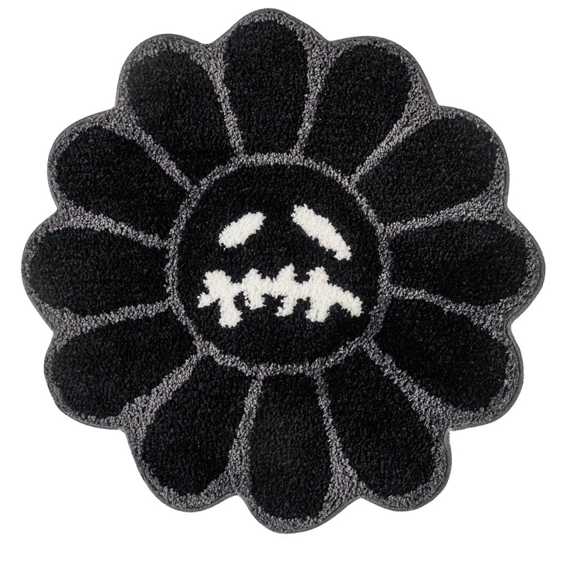 Smiley Face Tufted Flower Rug