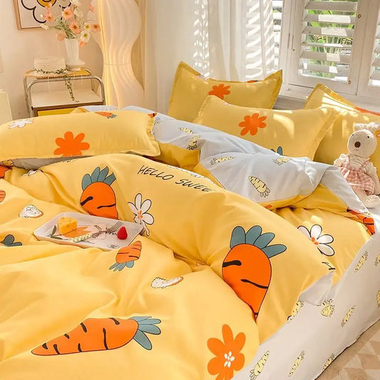 Yellow Carrot Pattern Bedding Set