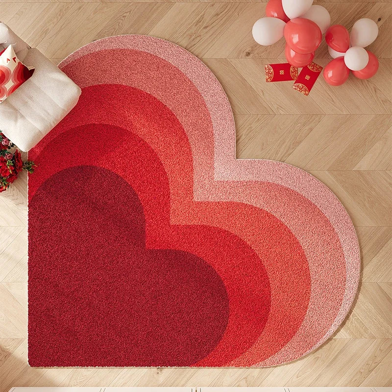 Cute Pink Heart-Shaped Rug
