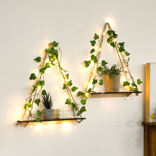 Artificial Ivy Led-Strip Floating Wall Shelf