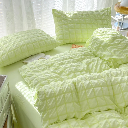 Solid Color Bubble Fabric Duvet Bedding Set