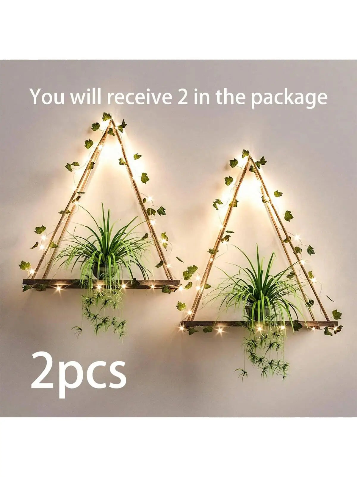 Artificial Ivy Led-Strip Floating Wall Shelf