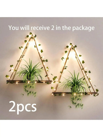 Artificial Ivy Led-Strip Floating Wall Shelf