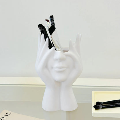 Ceramic Face Brush/Pen Holder