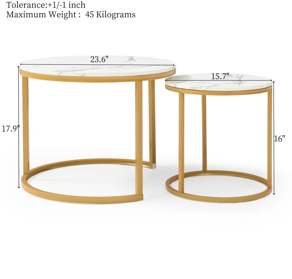 2-in-1 Marble Textured Coffee Table