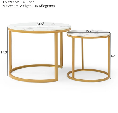 2-in-1 Marble Textured Coffee Table