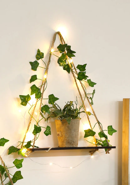 Artificial Ivy Led-Strip Floating Wall Shelf
