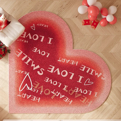 Cute Pink Heart-Shaped Rug