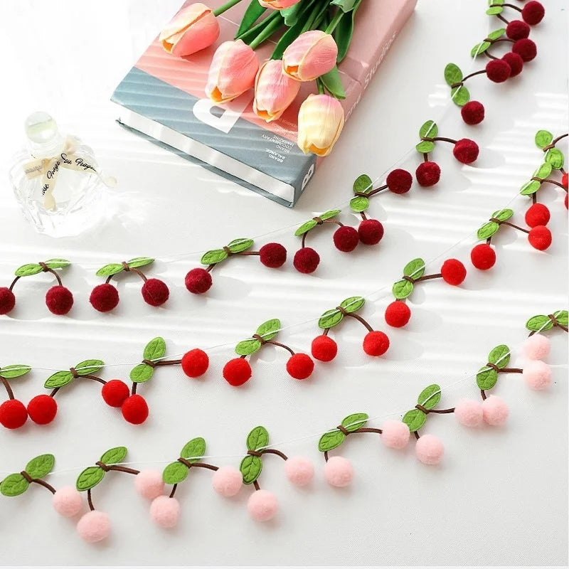 Cherry Felt String Ornament