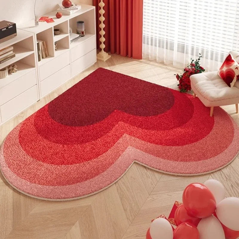 Cute Pink Heart-Shaped Rug
