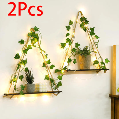 Artificial Ivy Led-Strip Floating Wall Shelf