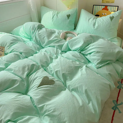 Cotton Bedding Set with Hearts