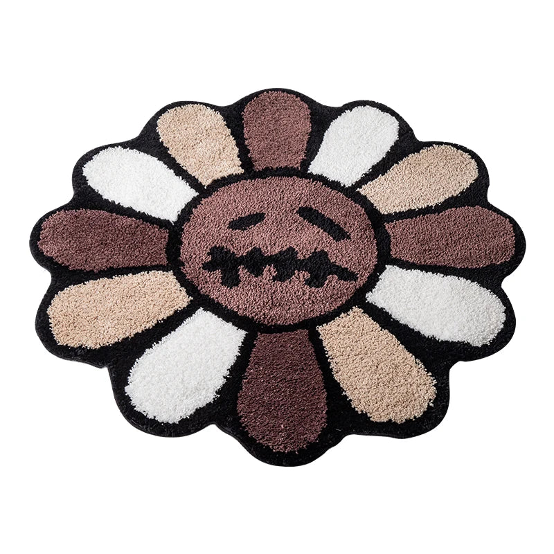 Smiley Face Tufted Flower Rug