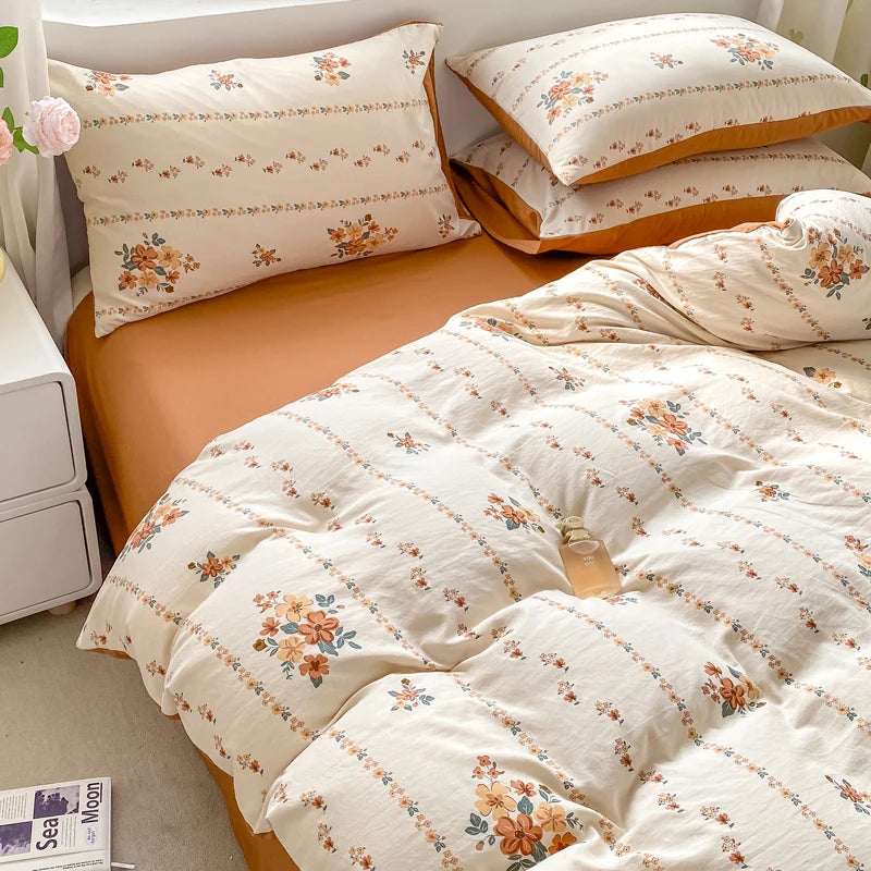 Retro Autumnal Floral Bedding Set