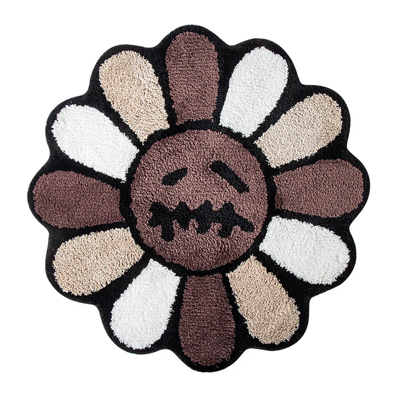 Smiley Face Tufted Flower Rug
