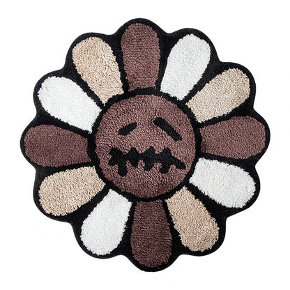 Smiley Face Tufted Flower Rug
