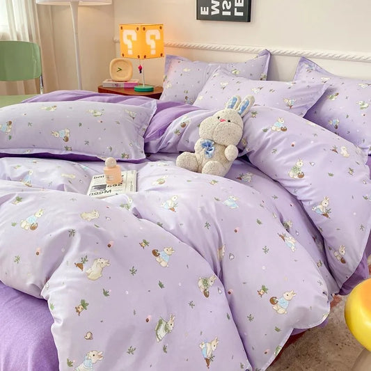 Pastel Purple Bunny Bedding Set