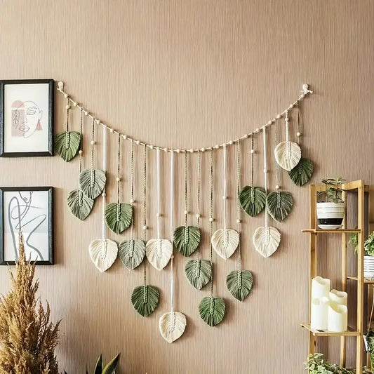 Boho Macrame Leaf Tapestry