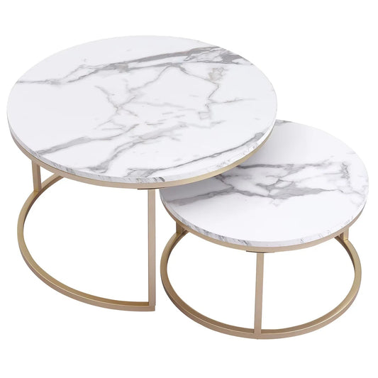2-in-1 Marble Textured Coffee Table