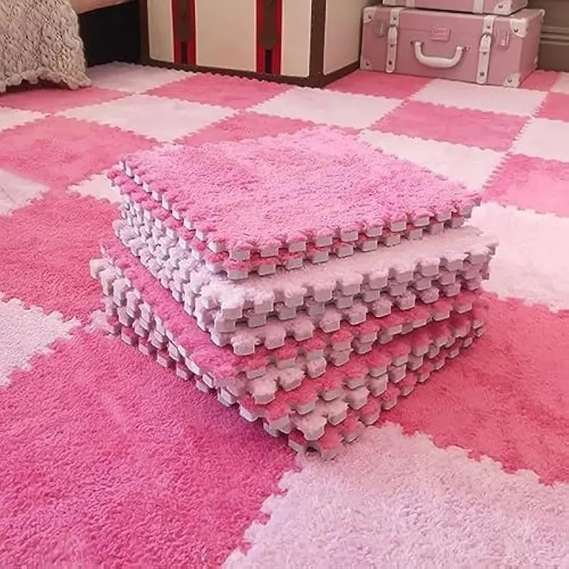 Pink Plush Puzzle Foam Mat