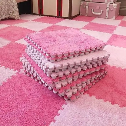 Pink Plush Puzzle Foam Mat