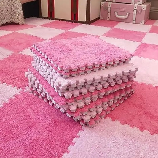 Pink Plush Puzzle Foam Mat
