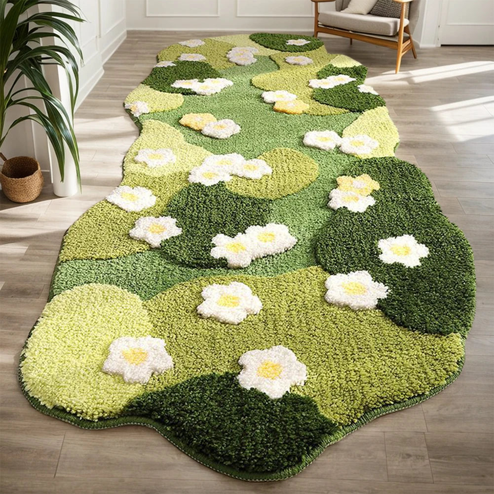 Fluffy Green Moss Rug