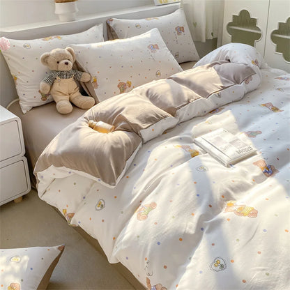 Cutesy Brown Cartoon Bear Bedding Set