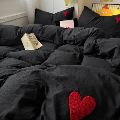Cotton Bedding Set with Hearts