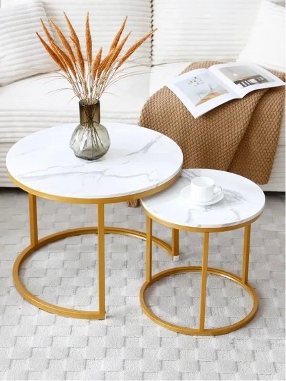 2-in-1 Marble Textured Coffee Table