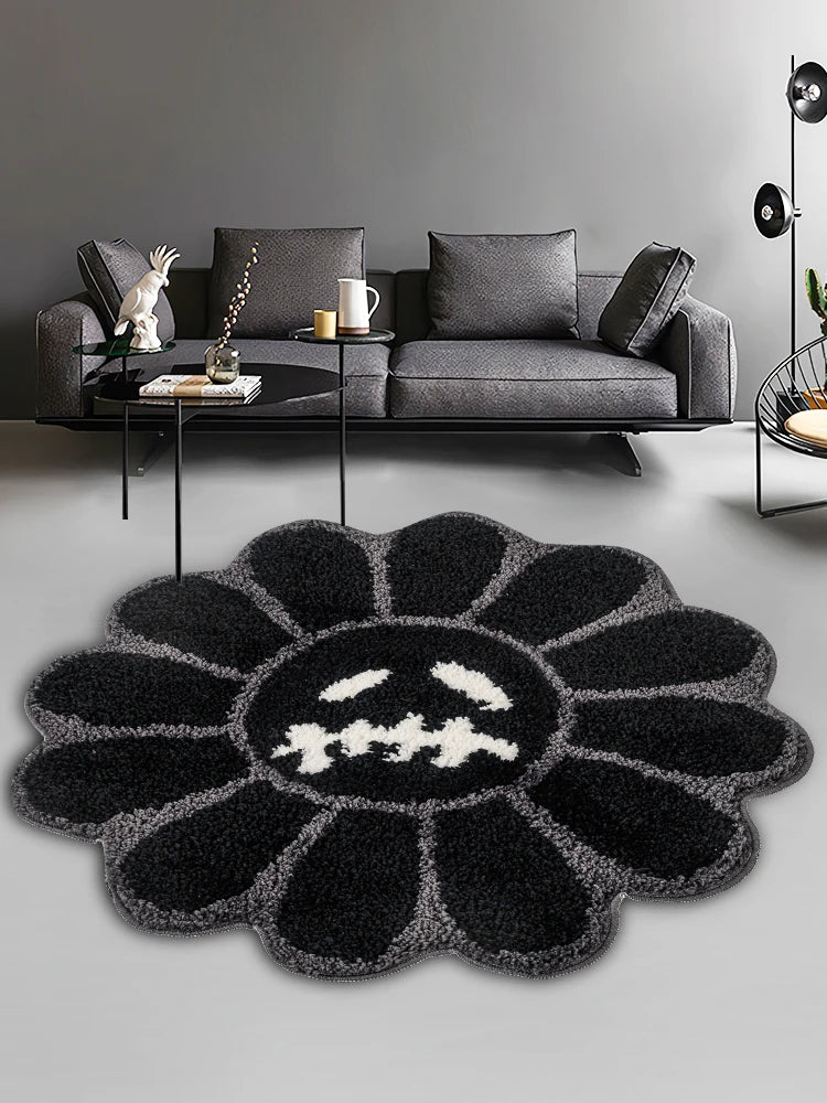 Smiley Face Tufted Flower Rug