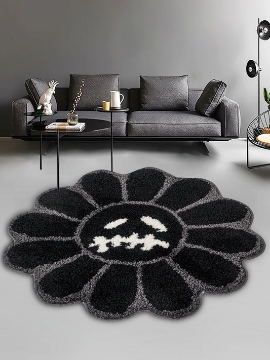 Smiley Face Tufted Flower Rug