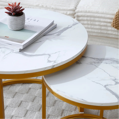 2-in-1 Marble Textured Coffee Table
