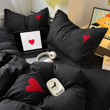 Cotton Bedding Set with Hearts