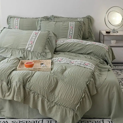 French Retro Floral Embroidered Duvet Bedding Set
