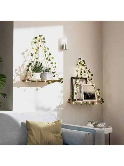 Artificial Ivy Led-Strip Floating Wall Shelf