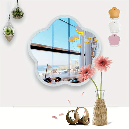 Cute Flower-Shaped Acrylic Wooden Mirror
