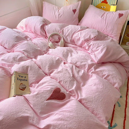 Cotton Bedding Set with Hearts