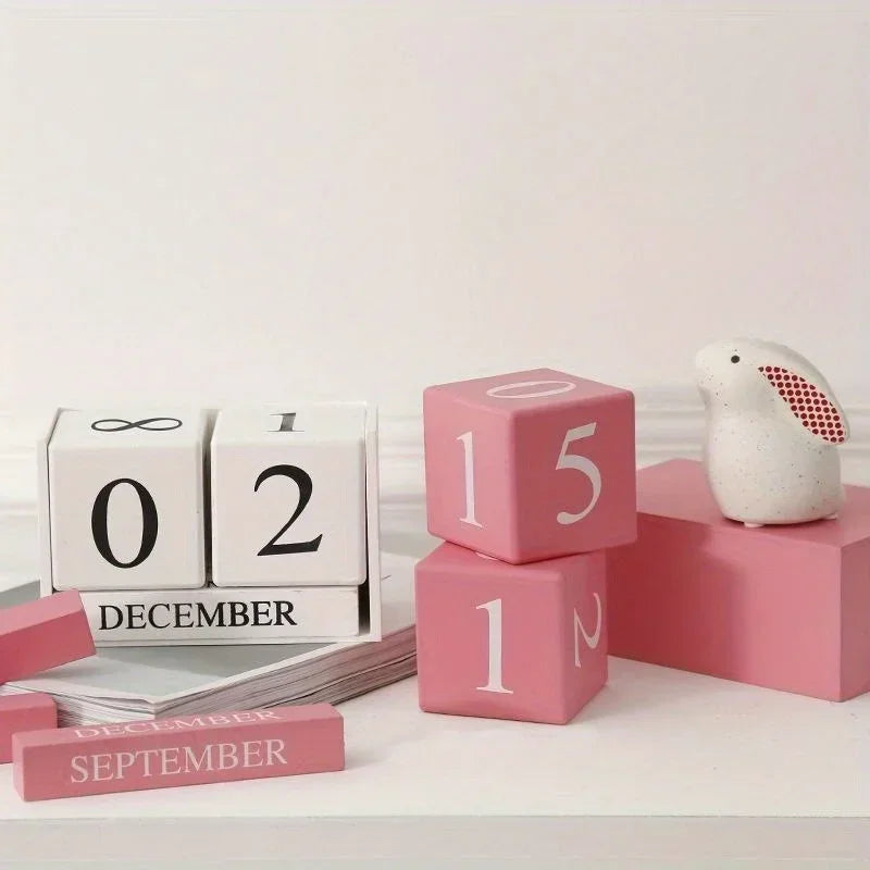 Vintage Desktop Wooden Letters Calendar