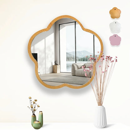 Cute Flower-Shaped Acrylic Wooden Mirror