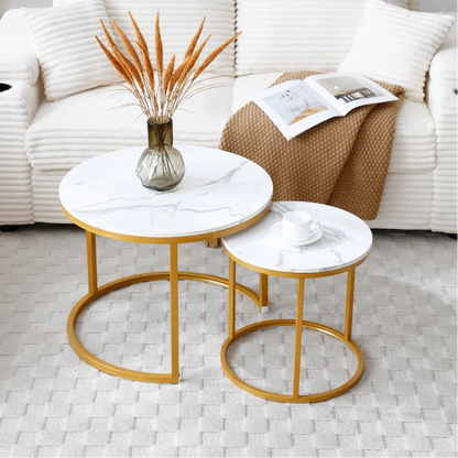 2-in-1 Marble Textured Coffee Table
