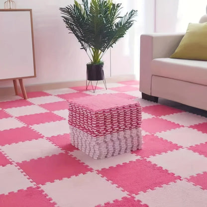 Pink Plush Puzzle Foam Mat