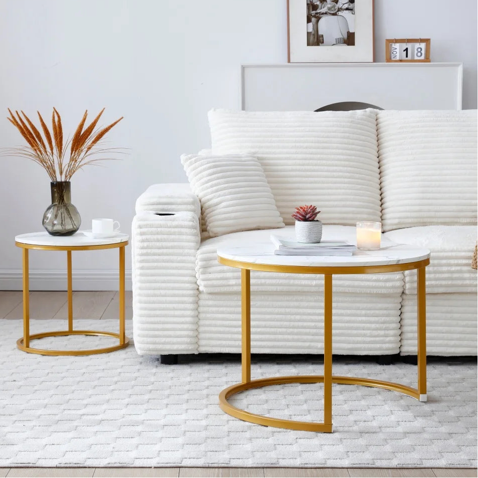 2-in-1 Marble Textured Coffee Table